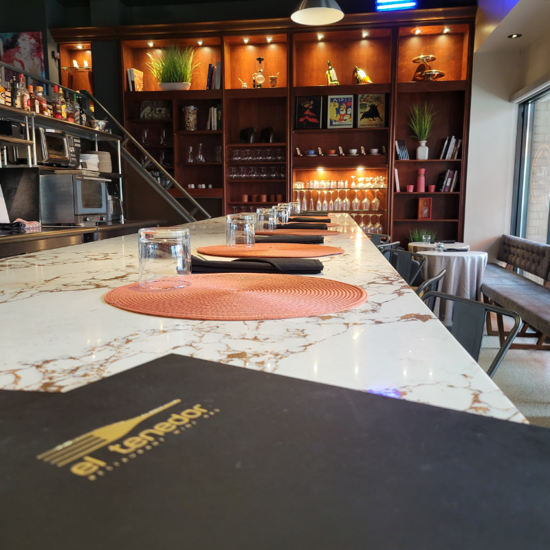bar view with a menu on top