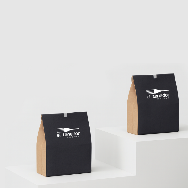 2 black bags with el tenedor logo